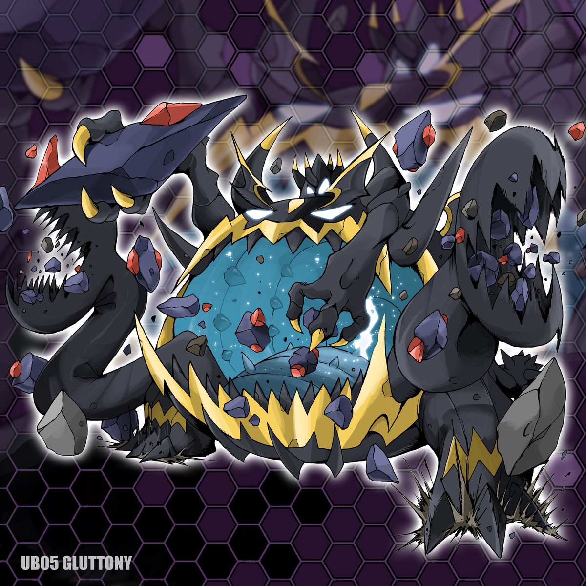 honeycomb background no humans pokemon (creature) honeycomb (pattern) electricity solo claws  illustration images