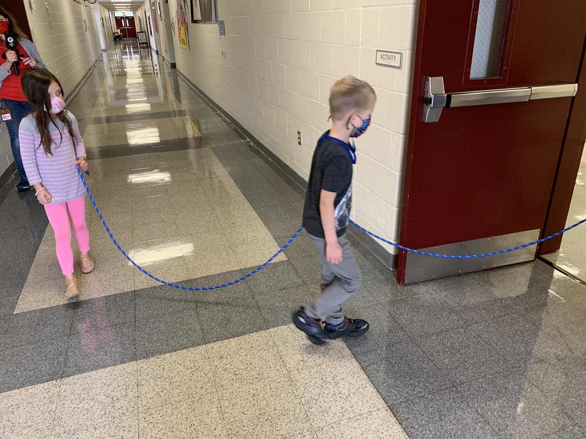 Great practice day for our kindergarten students. We practiced walking the hallways and staying 6 feet a part!