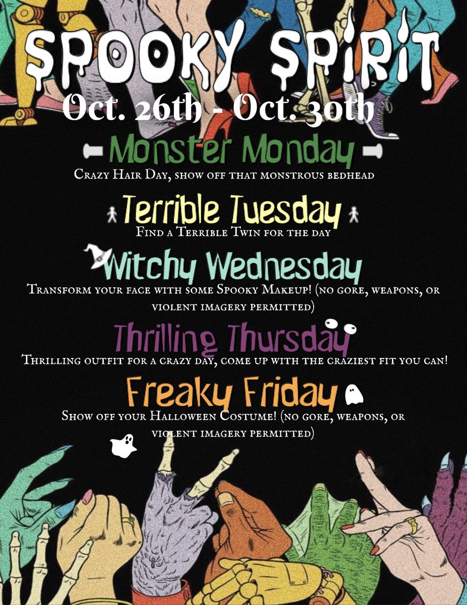 COHS celebrates Spooky Spirit Week next week. 💙💛