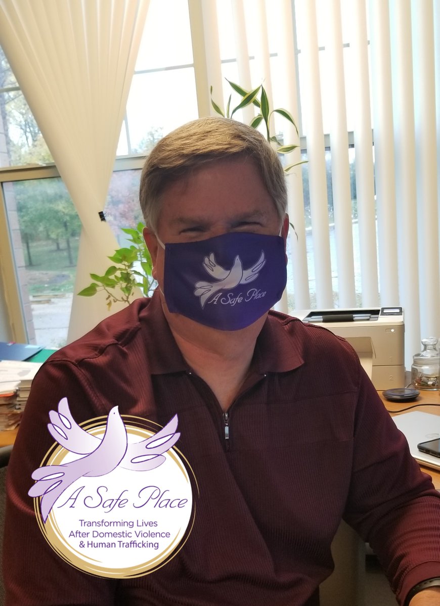 ASafePlace2's tweet photo. The #PurpleParty Challenge continues for #DVAwarenessMonth. Our staff is all in... and we challenge @LakeCoILSheriff to participate! Drop your photos and challenge someone else! #DVAWARE #ASPDVAM2020 #SEEPURPLE #SAVELIVES #TOGETHERAPART #PurpleThursday https://t.co/fBzUwVmOJl