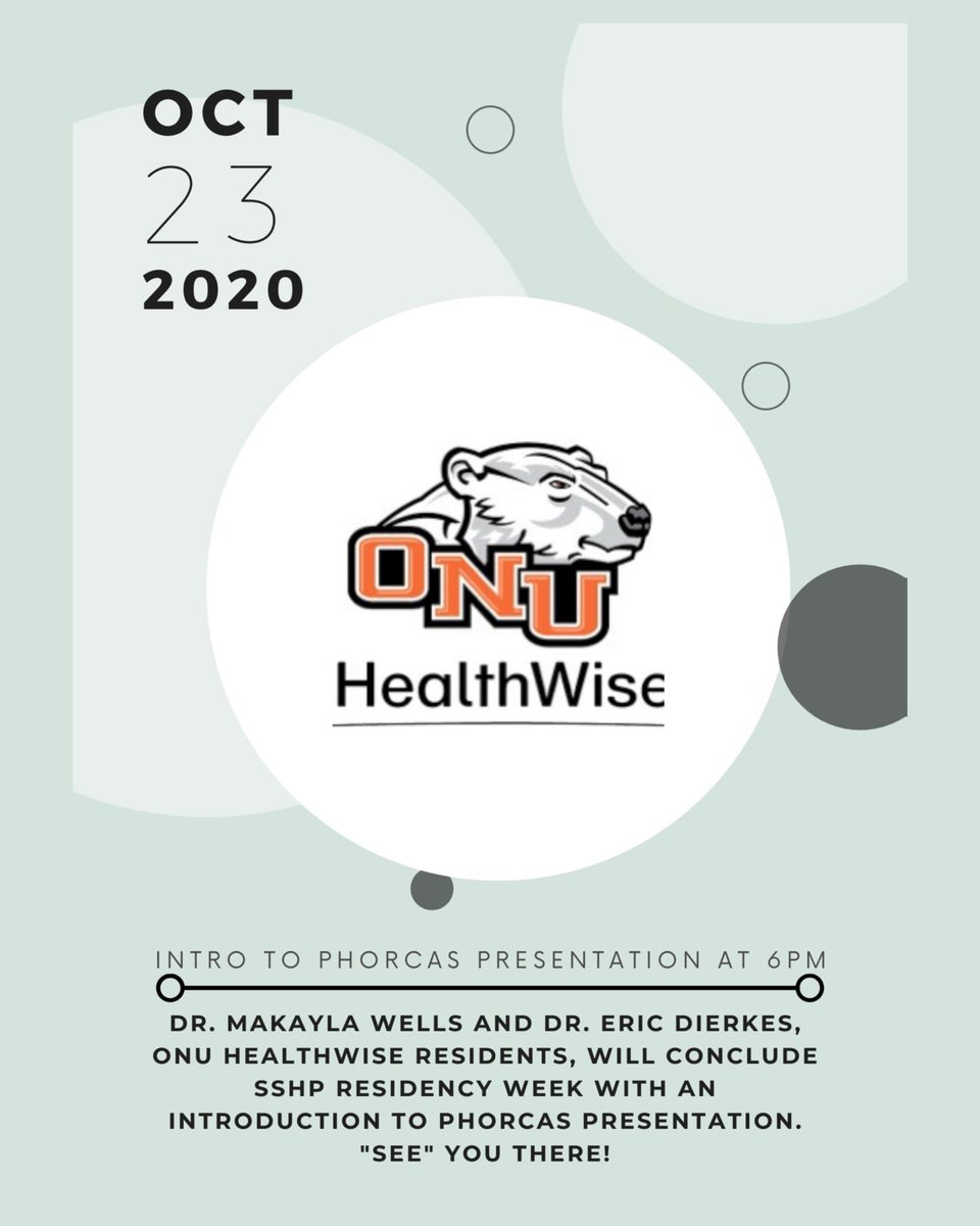 onusshp's tweet photo. Our last event for SSHP Residency Week will happen at 6pm tonight! Don’t miss out on the opportunity to hear from our very own, ONU Healthwise Residents! We will also be announcing $20 Amazon gift card winner. https://t.co/zVPKeS8t9T