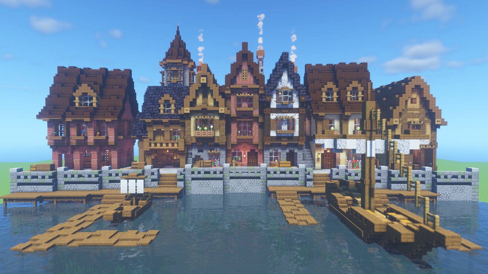 うめたん Minecraft 港その2 完成版 Minecraft Minecraft建築コミュ バニラ建築学部 T Co miv9dhou Twitter