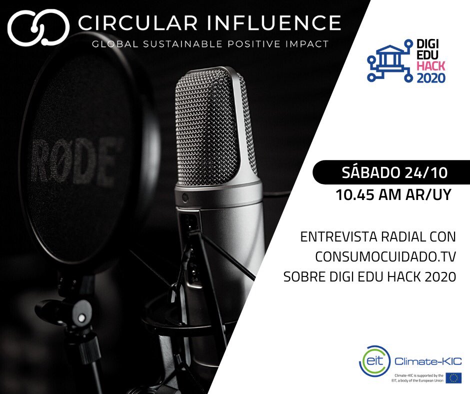 CircularInfluen's tweet image. Este sábado 24/10 a las 10.45 (Ar/Uy) #Circularinfluence saldrá al aire en Consumo Cuidado (@juntoscuidamos) para hablar sobre el #DigiEduHack2020. 
Si querés enterarte más sobre este evento que se llevará a cabo el 12 y 13 de noviembre ¡te esperamos en 👇🏼👇🏼👇🏼