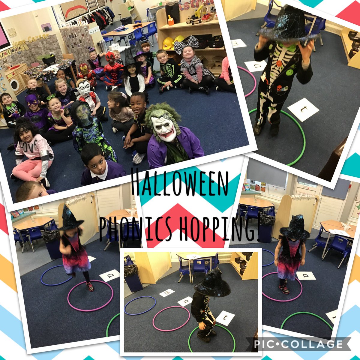 Our Halloween phonics hopping madness!
We hopped like witches to blend the graphemes into words 🧙🏼‍♀️🌟