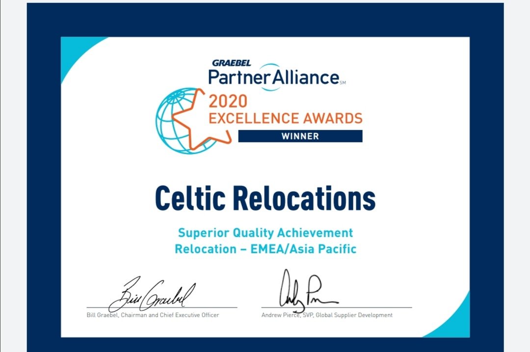 CelticRelocati1's tweet photo. We're heading into the weekend with an extra spring in our step! Thank you to @GraebelRelo for our recognition as winners of the 2020 Partners in Excellence award. 🏆🏆🏆🏆 #silverware  
#awardwinners 💯💯💯 https://t.co/9mletsrW6i