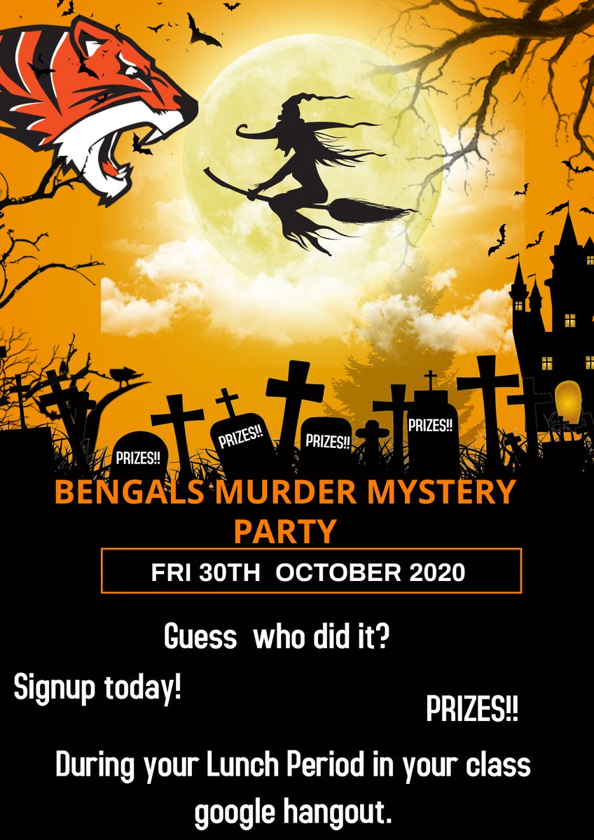 BoganBengal79's tweet photo. BENGALS SIGNUP FOR OUR MURDER MYSTERY PARTY! https://t.co/RqgtqQ1LJv https://t.co/rmwIQzhRb5