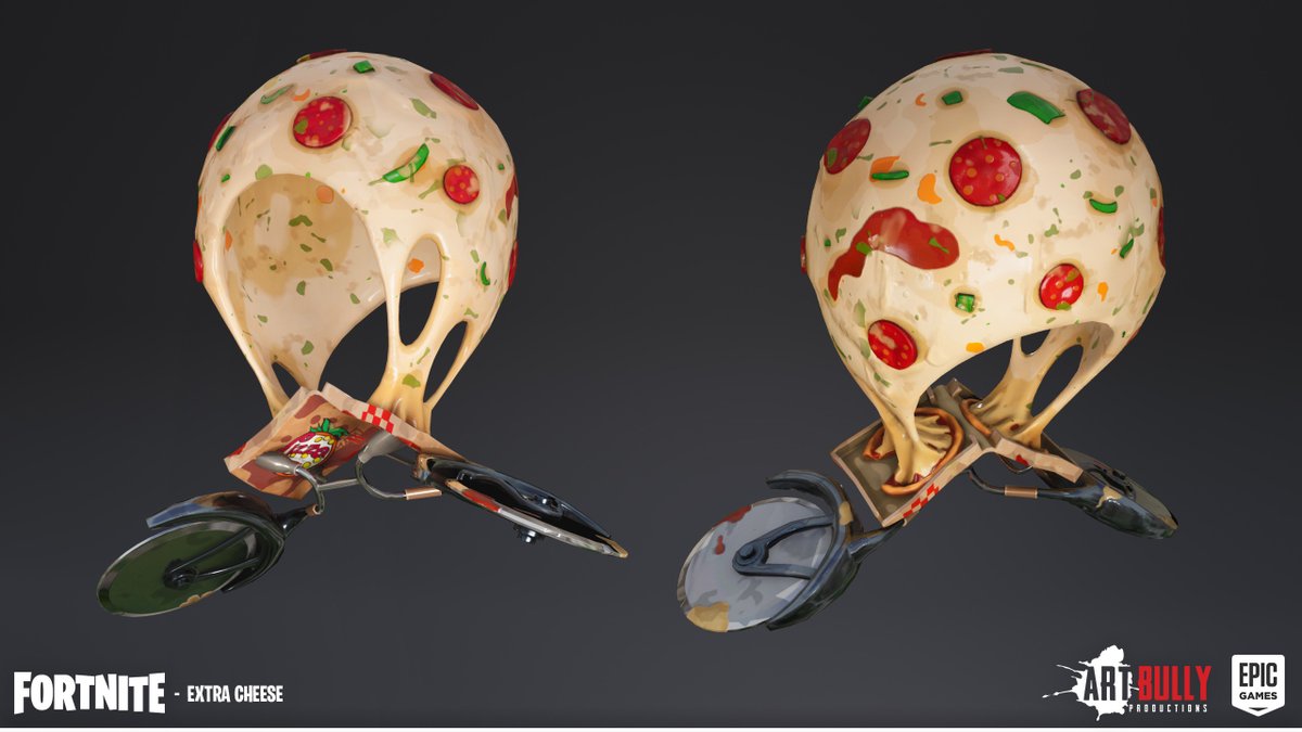 kovatch3d's tweet photo. Had the pleasure of working together with the people from Epic Games at Art Bully Productions to do Extra cheese gliders for Fortnite. 
@Substance3D @pixologic 
#Digital3D #gameart  #HardSurface #Stylized #Fortnite #epic #epicgames #3dsMax #zbrush #substance3d https://t.co/BCOrWNwEu3