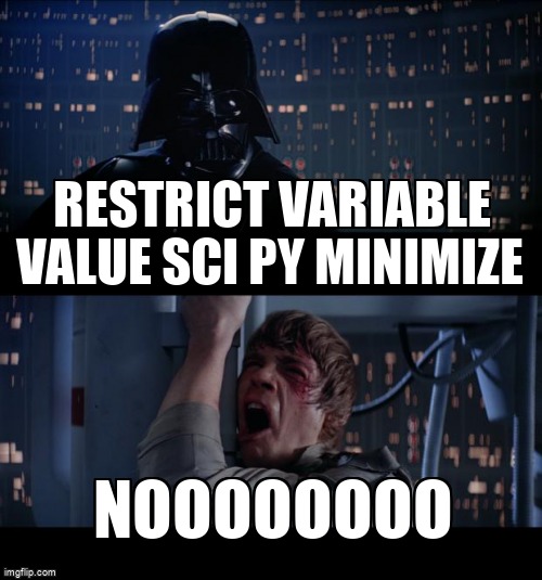 overflow_meme's tweet image. Restrict variable value Sci Py minimize stackoverflow.com/questions/6450… #scipyoptimize #scipyoptimizeminimize #constraints