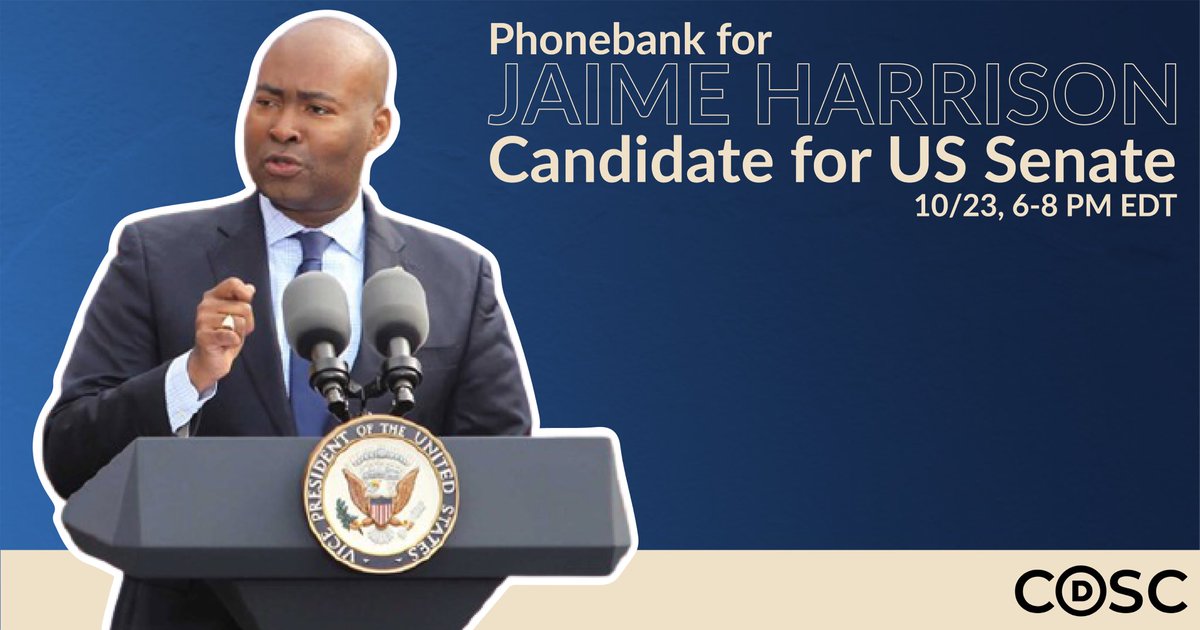 CollegeDemsSC's tweet photo. Join us tonight for a phonebank for Jaime Harrison. Sign up: https://t.co/7S8kCRjNln https://t.co/vpQ3nmGd55