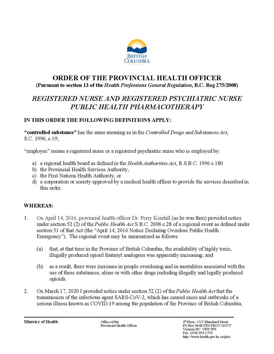 kwardvancouver's tweet photo. if asked, #BCpoli people, the first thing you expect the new government to do is pass an amended Health Professions Act as Dr Henry explains in her Sept 16 order, to allow a huge expansion of #SafeSupply prescribing.
its an emergency.
#BCelxn2020 
https://t.co/FU3mKwTFA9 https://t.co/AfMwD9mN57