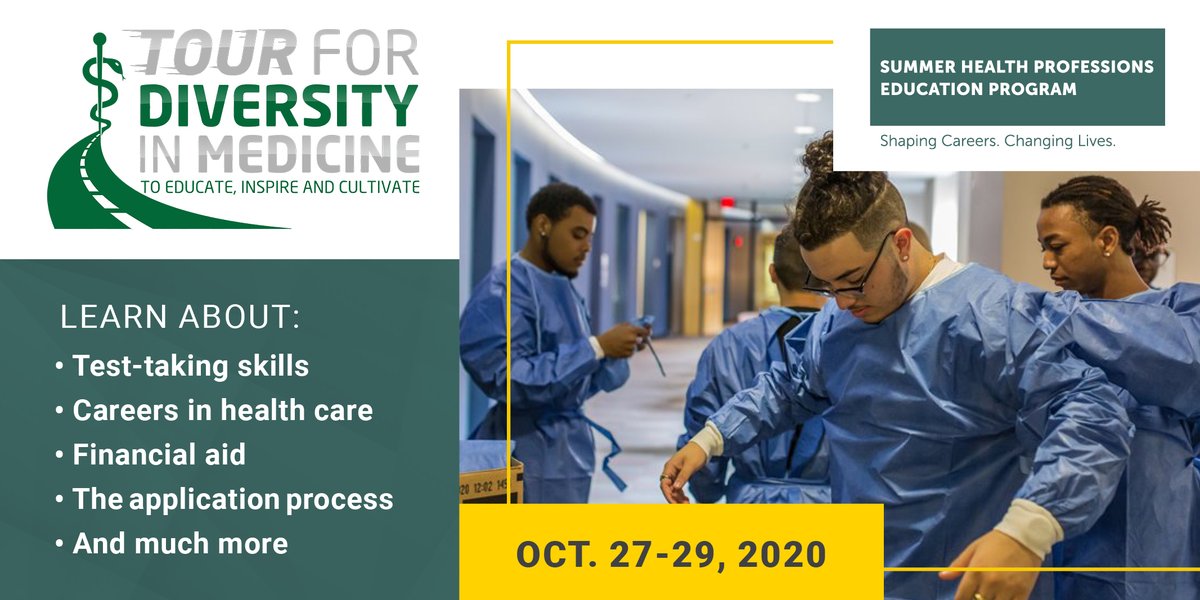 SHPEPconnect's tweet photo. Still time to register for the @Tour4Diversity  in the Health Professions! Learn  more about the application process, interviewing and test-taking skills, and other experiences from the T4D mentors. Registration and full agenda here: https://t.co/oWT7bBhjBn
#SHPEPConnect #SHPEP https://t.co/MImdzIMU5s