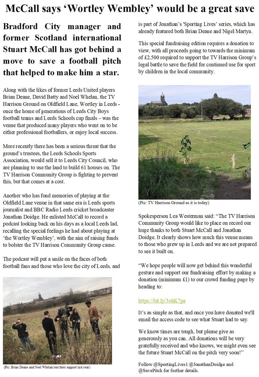 Sporting_Lives1's tweet photo. Hi @MattDMillington as you previously covered this story, we'd love you to help give this some momentum for us please... @lea_westerman #TVHarrison #SavePitch https://t.co/6b5ZMwRDyc