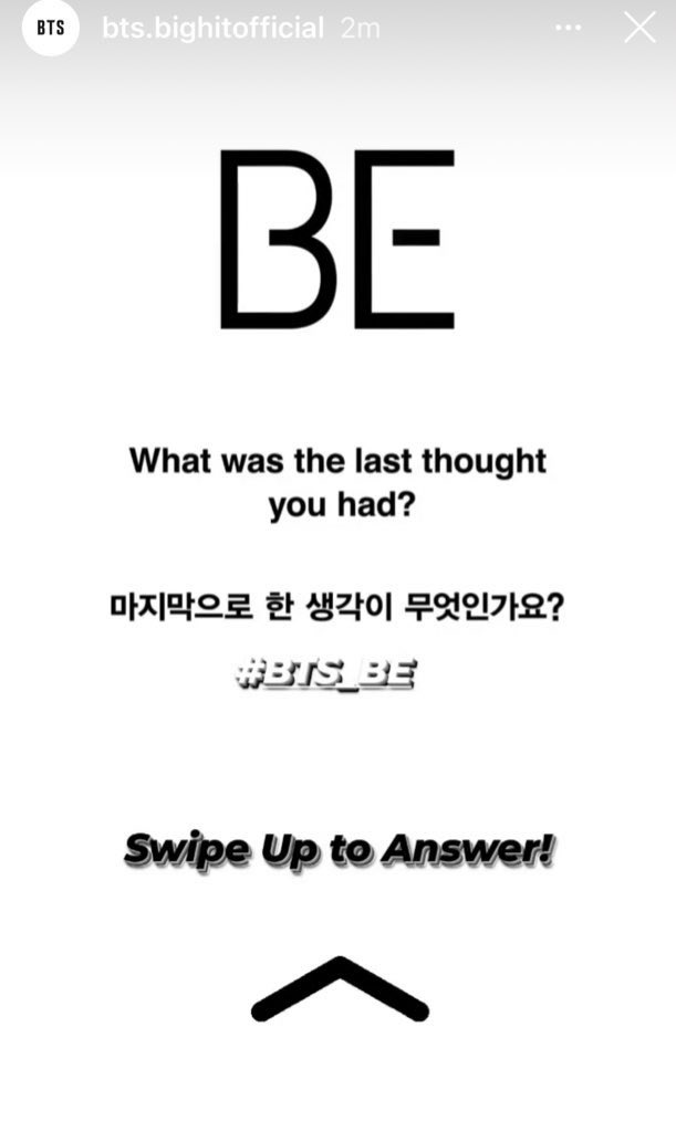 choi_bts2's tweet photo. BTS official Insta story 

What was the last thought you had? 

V : I want to eat Plum. 

@bts_twt https://t.co/eZTUz6r1sf