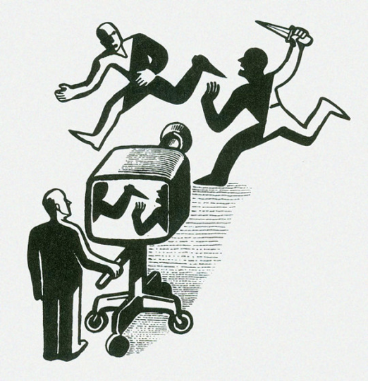 [7/16]How media reports events of traffic violence, through syntax and vocabulary, strongly influences beliefs and attitudes of the general audience as found by  @kmralph @DrTaraGoddard,  @cgthigpen &  @EvanIacobucci:  https://www.sciencedirect.com/science/article/pii/S2590198219300727(cartoon: Its Media by David Suter)