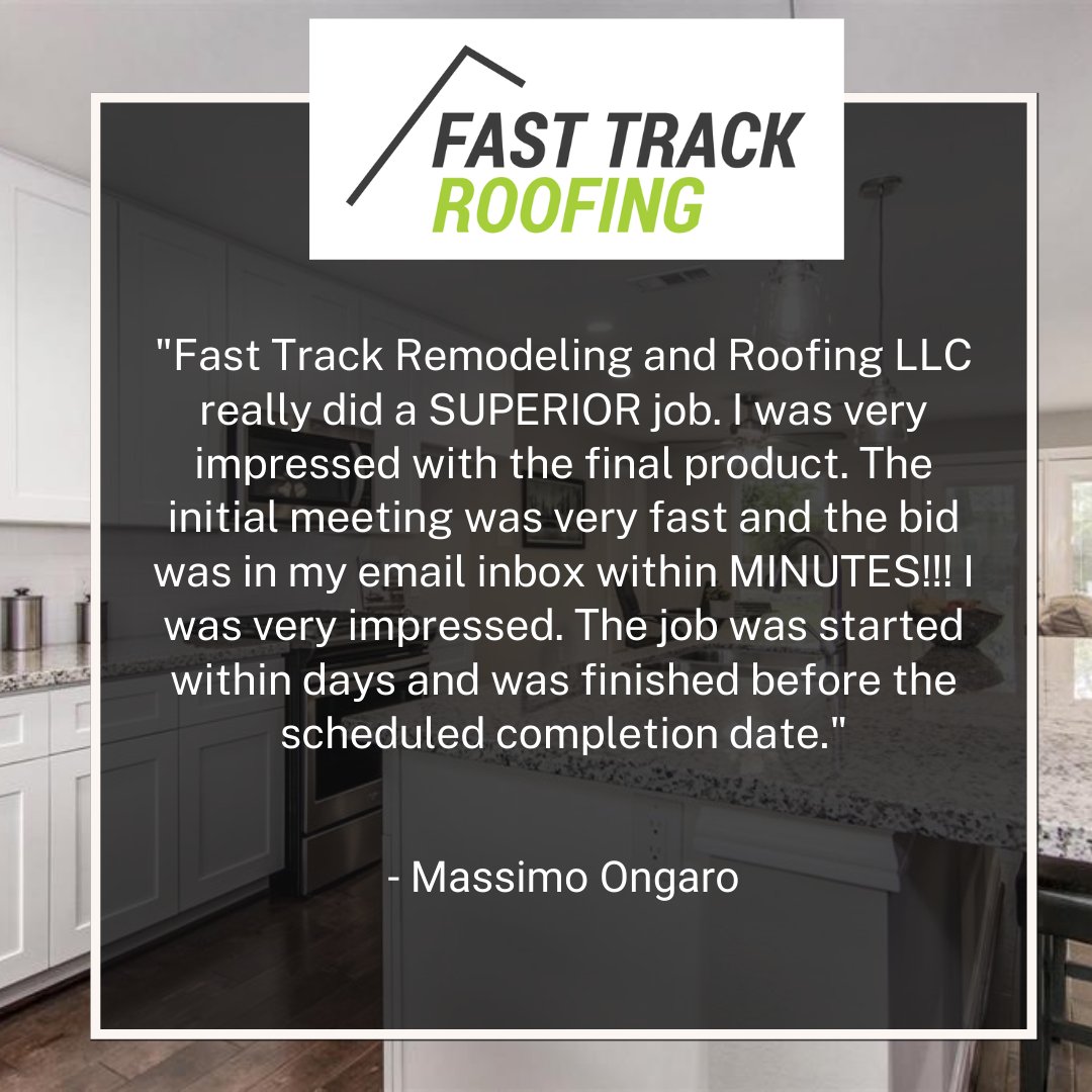 fasttrackroof's tweet photo. We strive to give the best service to our clients. This client's latest feedback proves that we are #ontrack! Let us know how we can help with your next project! 
"the bid was in my email inbox within MINUTES!!! I was very impressed." 
https://t.co/jOxWTNHGEc #houstonroofing https://t.co/xOiXGmfyZJ