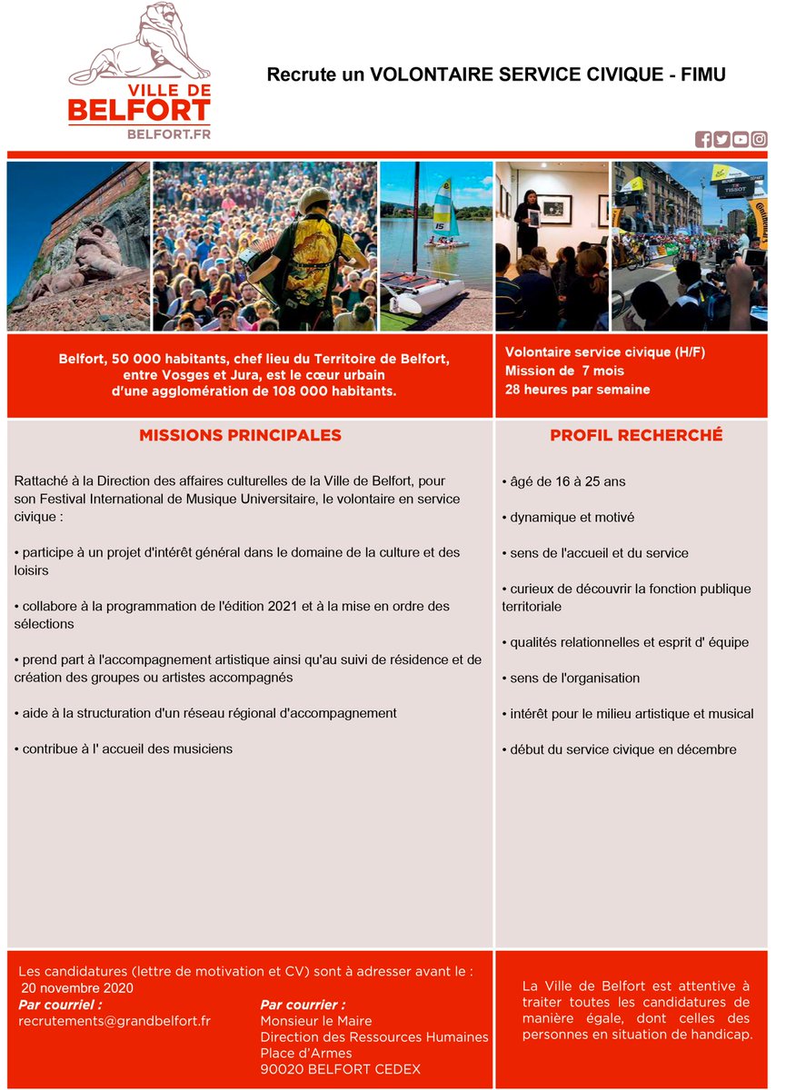 fimubelfort's tweet image. La Ville de Belfort propose deux services civiques pour le FIMU 2021 ! Toutes les infos sur les missions et pour postuler ici 👉 fimu.com/travailler-au-…

#servicecivique #festival