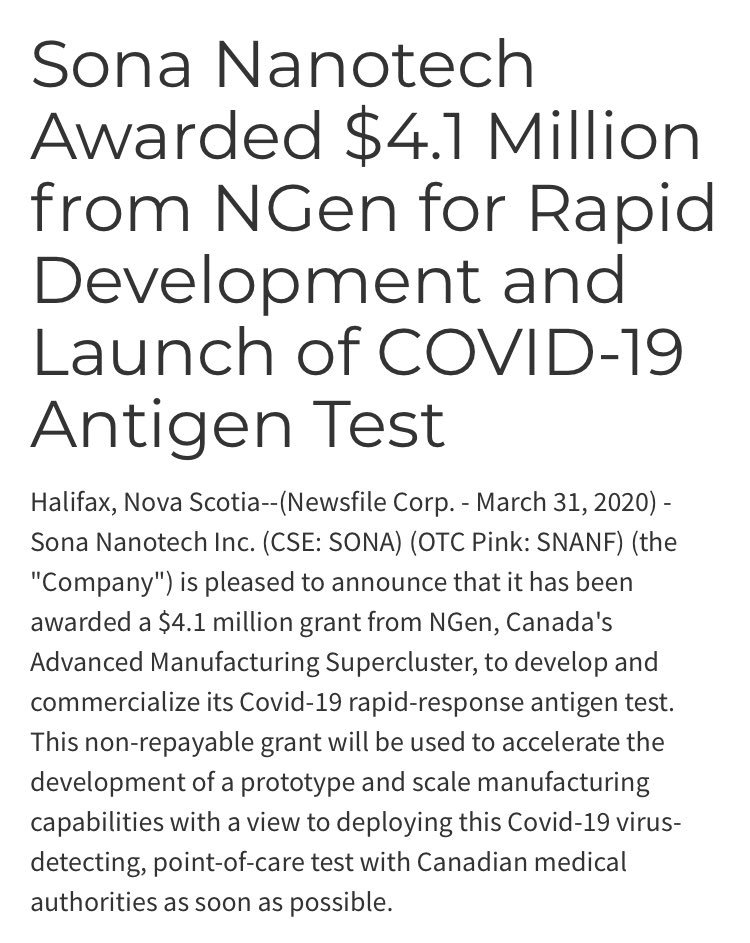 Aegis_Trade's tweet photo. Thanks @PierrePoilievre. I am also wondering why rapid test maker @SonaNanotech has been delayed so long. CDN government funded them $4.1 million to be used by Canadians before June 30 and yet they are still delayed approval in late October. https://t.co/8ZlwhYknho