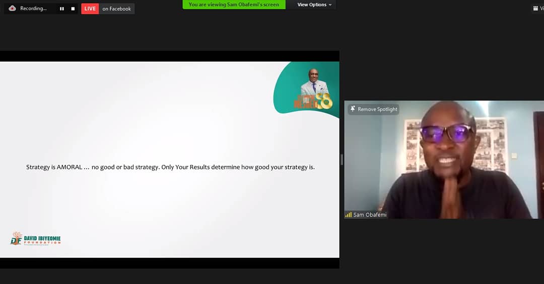 DIF_Foundation's tweet photo. "Strategy is amoral; no good or bad strategy. Only your results determine how good your strategy is"- @sobafemi
He is currently sharing on Business Strategy Management.
Kindly check our Facebook page to watch the live stream.
#DI58 #difimpact #DIFproject #DIFBusinessClinic https://t.co/WlQ2PijDpt