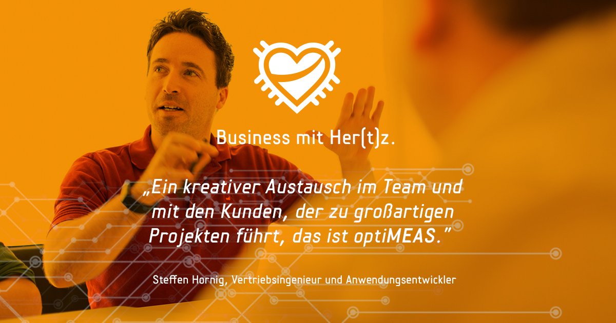 optiMEAS's tweet image. [anniversary statement] Stimmen der optiMEASler zum 10-Jährigen.
 ,,Ein kreativer Austausch im Team und mit den Kunden, der zu großartigen Projekten führt, das ist optiMEAS.''
Steffen Hornig, Vertriebsingenieur und Anwendungsentwickler
#anniversary #BusinessmitHerz #optimeas
