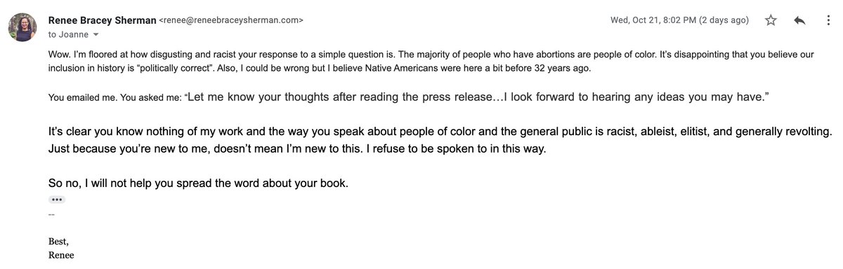 I was floored. So shocked that I waited several days to respond, because I will not be spoken to this way in my own email—especially when you needed something from me.