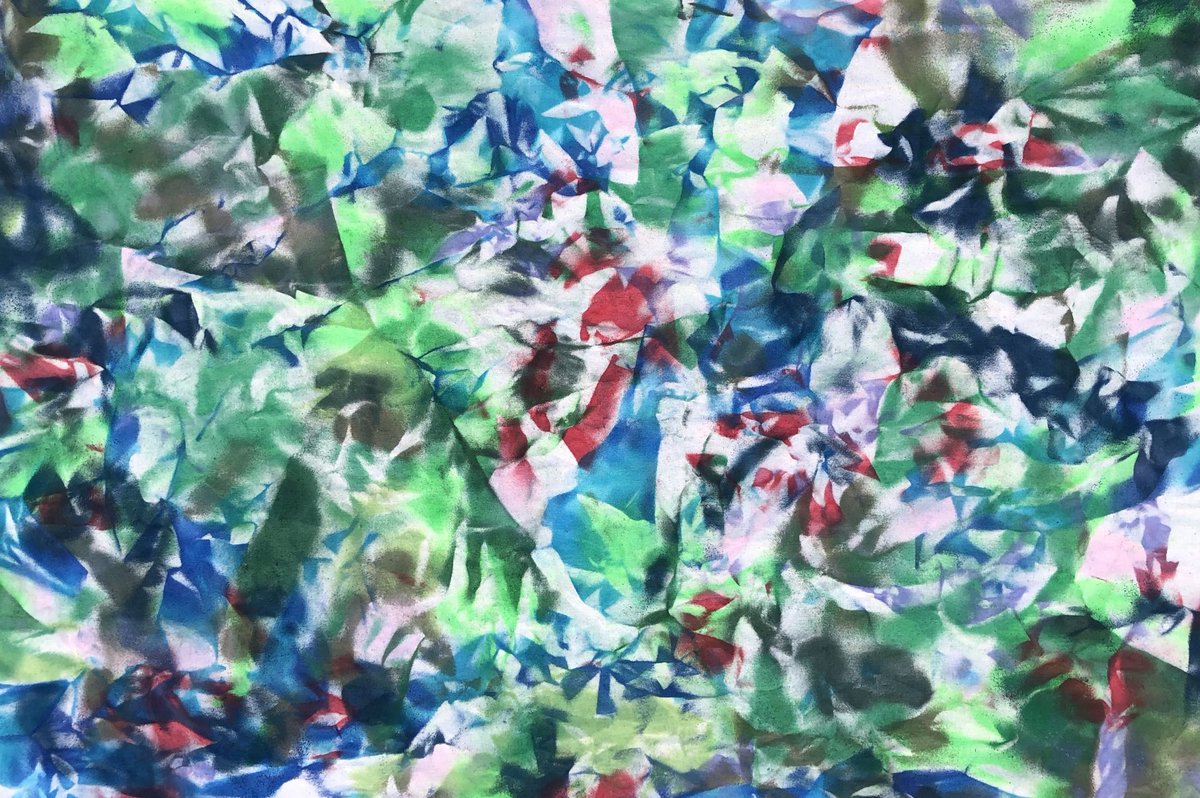 R_J_Miskines's tweet photo. N129 2020, fragmented color field painting by Robert Miskines, spray on canvas, 28"x44" Influenced by Katharina Grosse, John Mitchell, Jackson Pollock, Sam Gilliam, Sam Francis and Clyfford Still #art #painting #miskines #abstract #kunstwerk  #contemporaryart #arte #arts #visual https://t.co/4vn87ZrHSv