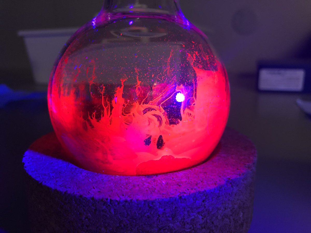 It’s #FluorescenceFriday and my perylene bisimide is already getting ready for Halloween. Loving the solid state fluorescence 😍