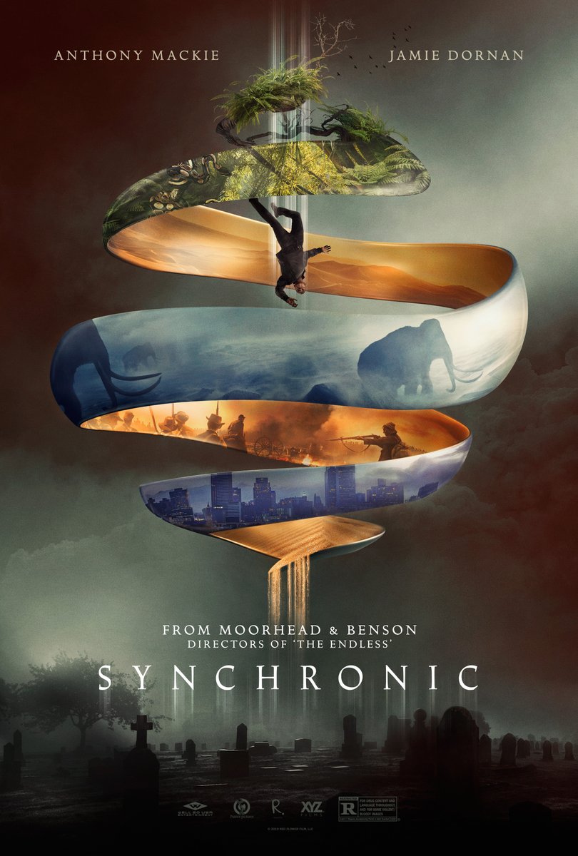 AaronMoorhead's tweet photo. We came up with #Synchronic in 2012 after cracking some jokes in a Toronto bagel shop playing one of the greatest films ever, Back to the Future. Written in 2015, shot in 2018, &amp; being released today, Synchronic’s meaning to us keeps evolving, and also somehow stays the same. https://t.co/9U8bUmS8dl