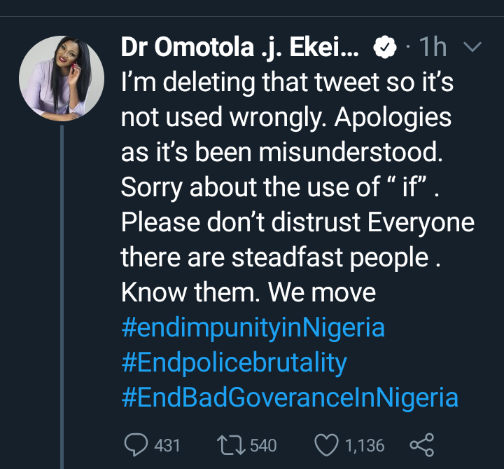 hellosurulere's tweet photo. @Realomosexy appologize  to fans after tweeting that if people really died at the tollgate .those who have evidence should come out.. https://t.co/kqtm3mDqVk