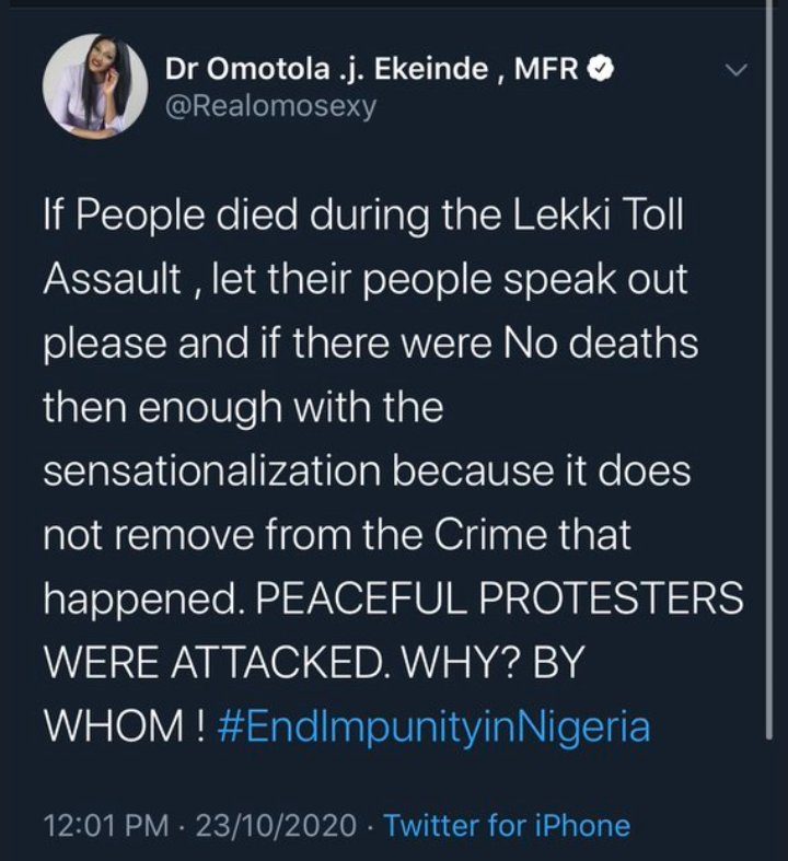 hellosurulere's tweet photo. @Realomosexy appologize  to fans after tweeting that if people really died at the tollgate .those who have evidence should come out.. https://t.co/kqtm3mDqVk