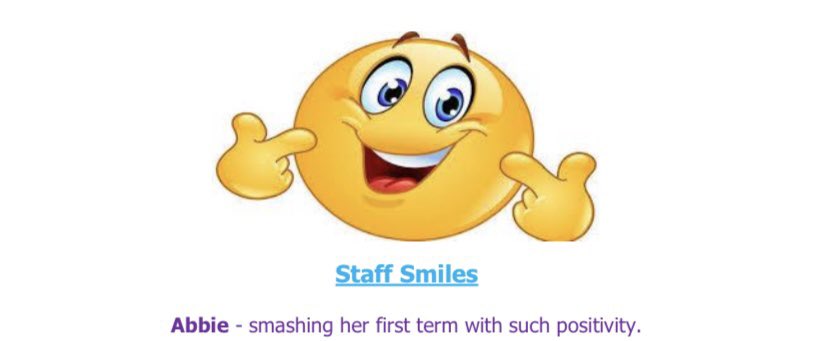 1st half term as an NQT done!✅ So happy to have won a ‘smile’ too. I’m absolutely loving it 🤩