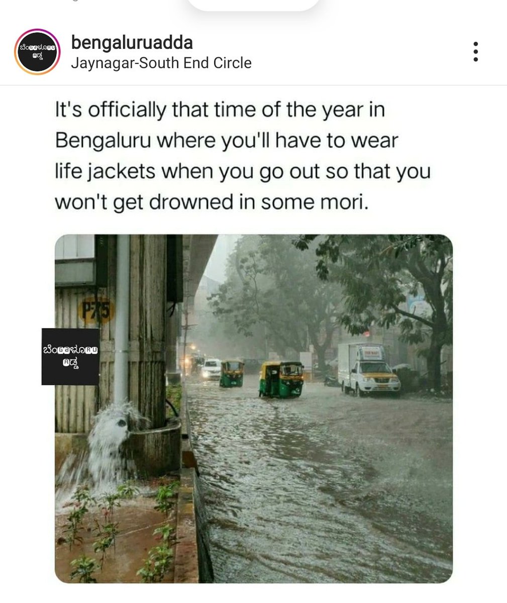 KeerthiKumarIND's tweet photo. @CMofKarnataka @INCIndia  government is under plan to make life  jackets compulsory to bengalurens I guess with 1k fine. Beautiful roads extraordinary sanitary system we have now excellent! Pay fines, tax, bills for life time! no fines for MLA, corporator for extraordinary work👌 https://t.co/CBx8DvTVLp