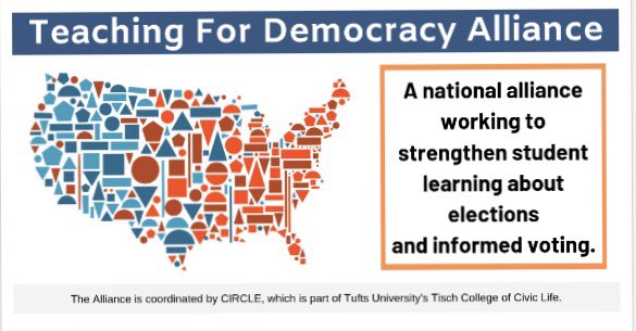 GenNation's tweet photo. We’re excited to join #TeachingforDemocracy Alliance, a coalition of national civic literacy orgs working to create + share high quality edu resources and evidence-based strategies to help prepare students for civic life. TFDA is initiative of @CivicYouth @TischCollege #civics https://t.co/iloWtKX73l