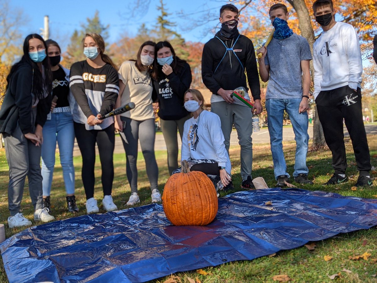 GCASDK12's tweet photo. GCHS students participated in a pumpkin smashing 🎃 event as part of Red Ribbon Week in an effort to "Smash Away Drugs".  #GCASDproud https://t.co/HFJ1vsaSWN