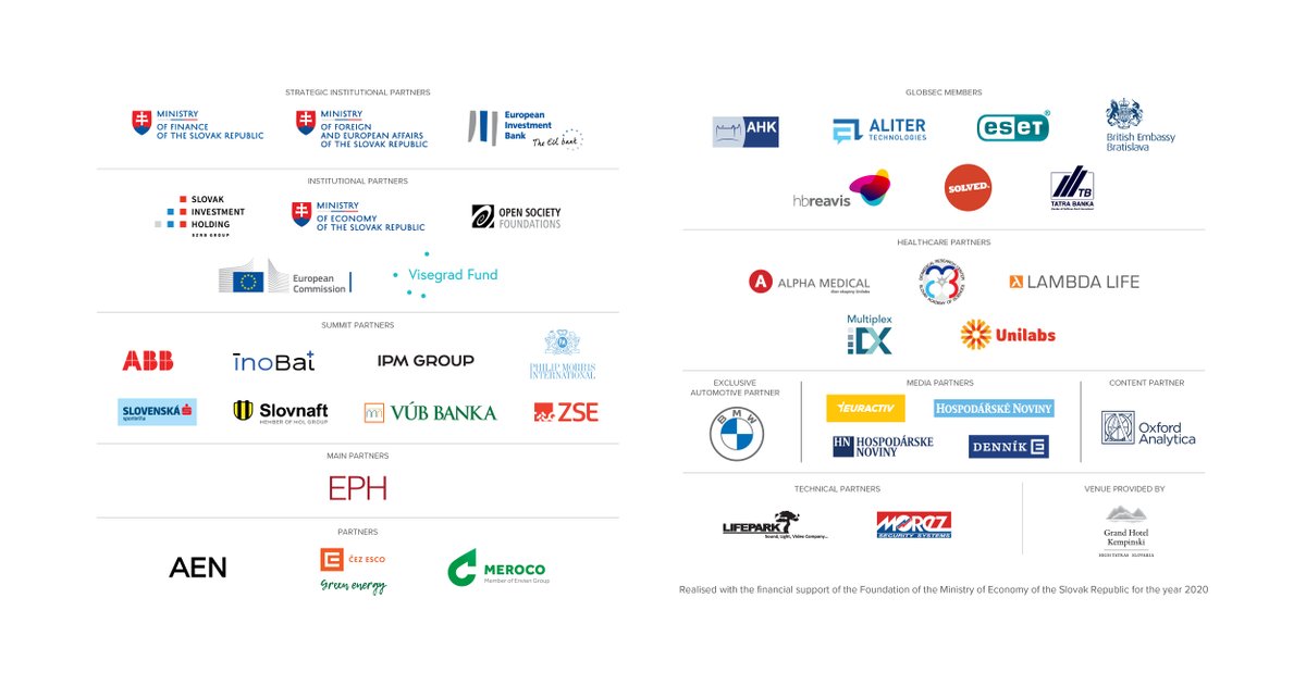 GLOBSEC's tweet photo. Our big thank you goes to the partners of #TatraSummit2020. It wouldn’t be possible to organize the event in such difficult circumstances without your support. We truly hope that you enjoyed the debates about the future of Europe and see you at GLOBSEC Tatra Summit 2021! https://t.co/u1TRKQVwW8