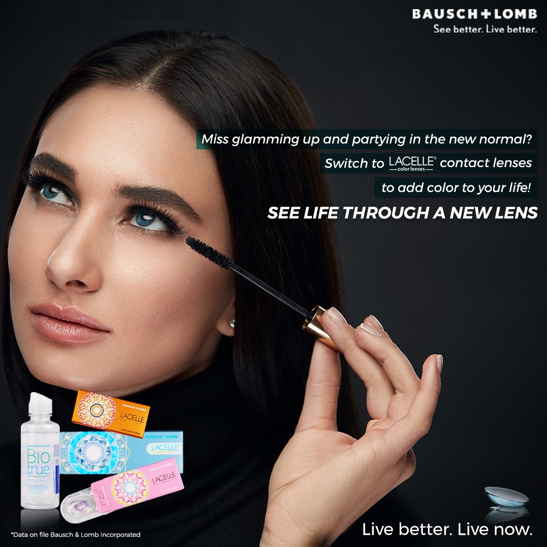 Add some colour to your new routine! #LiveBetterLiveNow as you enjoy the colorful hues of Bausch+Lomb Lacelle contact lenses!  
Please consult your eye care professional for further details. Know more: bit.ly/3jmrXPm or