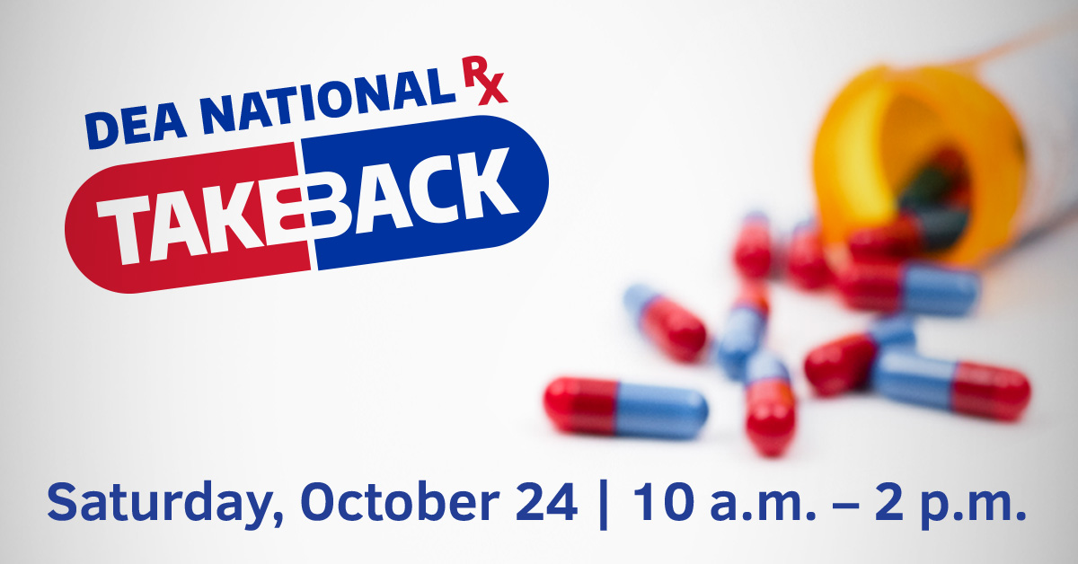 HealthyNH's tweet photo. Don't forget, #TakeBackDay is Saturday, October 24, 10am-2pm - you can dispose of your expired, unused, unwanted Rx drugs, no questions asked! Make sure there's #ZeroLeft in your medicine cabinet & find a collection site near you at https://t.co/C9IIUZSHyj https://t.co/eYXI59ABmz