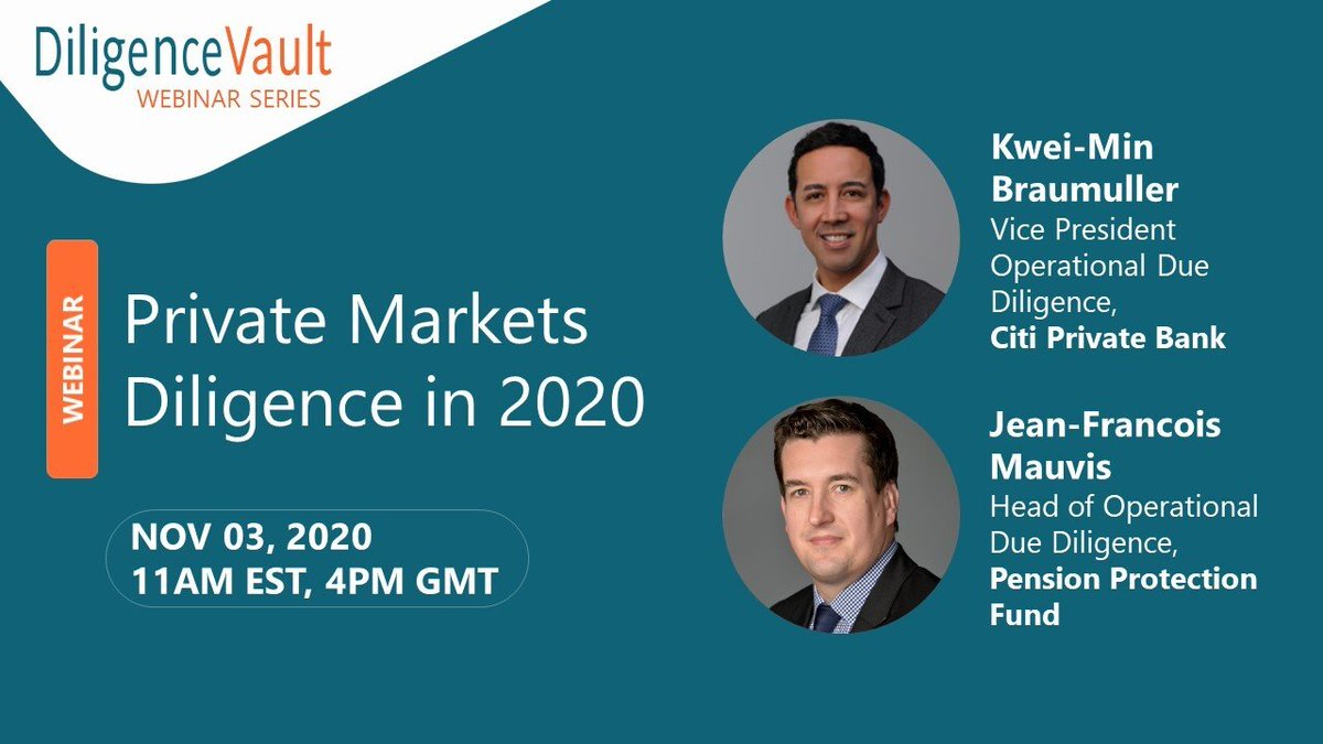 Private Markets Diligence is hot in 2020! Join Kwei-Min Braumuller of <a href="/Citi/">Citi</a> &amp; Jean-Francois Mauivis of <a href="/PPF/">Pension Protection Fund</a> as they discuss the perspectives of a private bank and a pension plan.

hubs.ly/H0yt_8l0

#duediligence #privateequity #realestate #operationalduediligence #ODD