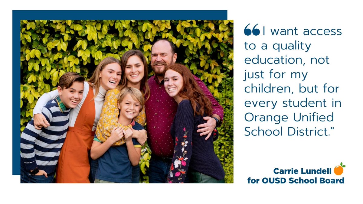Carrie4OUSD's tweet photo. Since my husband, Todd, and I planted roots in the City of Orange almost 13 years ago, I have devoted much time and energy to making our public schools better for all students. #carriefororangeunified #ousdstrong https://t.co/g0eE9g6jHQ