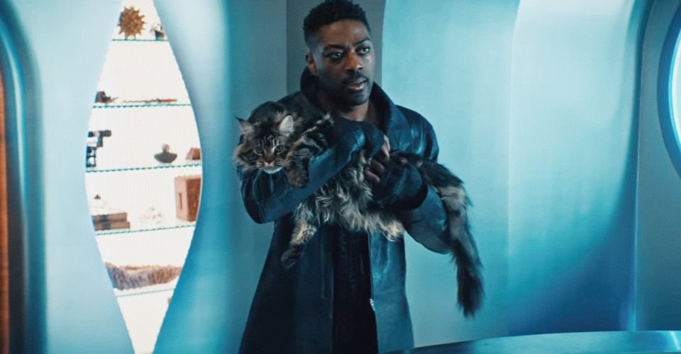 Rittsrotts's tweet photo. Star trek Discovery season 3 has a cat named Grudge and yes this is extremely important.

and a handsome man https://t.co/QcAvhiyPjk