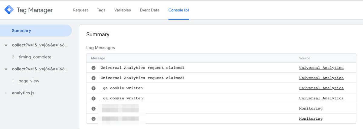 SimoAhava's tweet photo. New “Console” tab in #GoogleTagManager Server-side Tagging debug interface surfaces logToConsole API output.

I’m unreasonably excited about this. https://t.co/h6wX3g5kgf