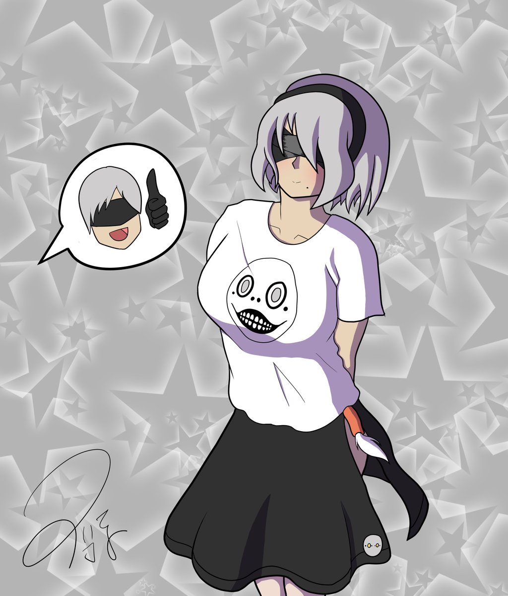 StarSpurt's tweet photo. Was playing #NieRAutomata and one interaction about 2B in a t-shirt caught me, so I drew it. https://t.co/HLylgOqY0F