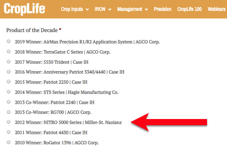 The Miller NITRO 5000 Series is in the running for CropLife Magazine's "Product of the Decade" award! It's the last day to vote for it here: croplife.com/iron/vote-for-…
