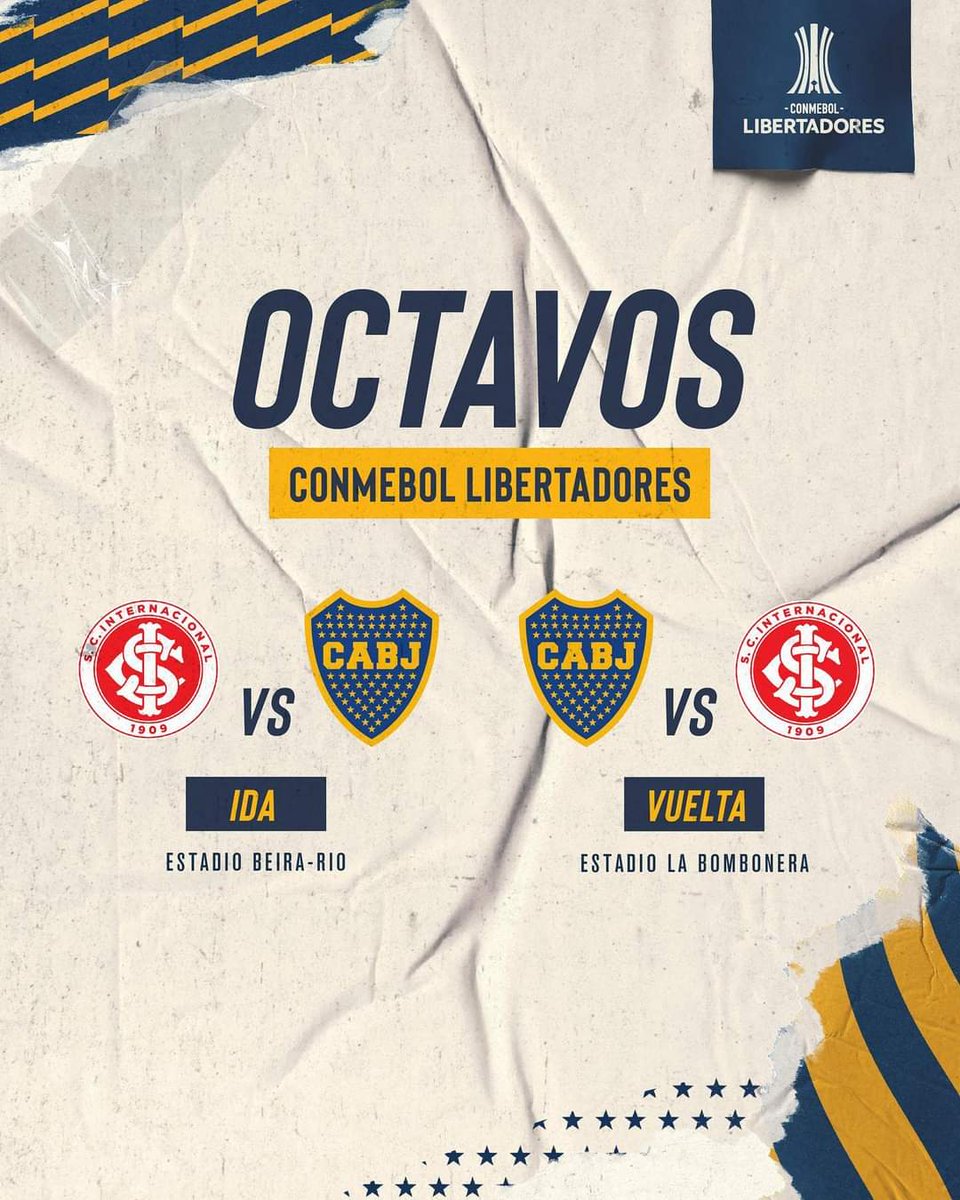 FilialEscobar's tweet photo. πΒ‘Hay rival! Internacional de Brasil es el equipo que enfrentarΓ‘ Boca en los octavos de final en la Copa Libertadores.
@FilialesBoca @SEBAS_GIANORIO #FilialEscobar https://t.co/EGqLdrLDml