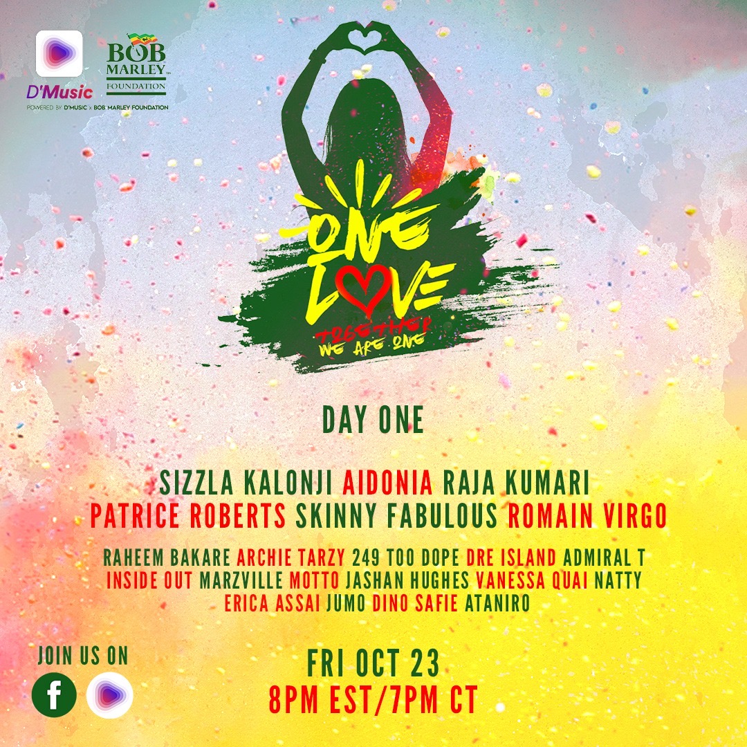 Here’s the lineup for day 1 of the #OneLoveTogether Concert. 🎶🎵🔊 Stream it in HD on D’Music & Facebook. #DigicelBetterTogether