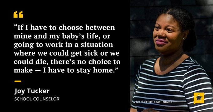 12/ Take Joy Tucker, for example. After several miscarriages over the last few years, she is finally pregnant with her third child at the age of 37. At her doctor’s recommendation, she turned in a note asking her school if she could work remotely. Her request was denied.