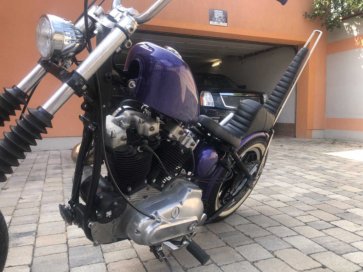 BDultinger's tweet photo. Ready to roll, took some time though now it turned out as planned - #bringbackthesummer #HarleyDavidson #Ironhead 1975 #rigidframe #garagebuilt #chopperlife https://t.co/cDPIJhdlpi