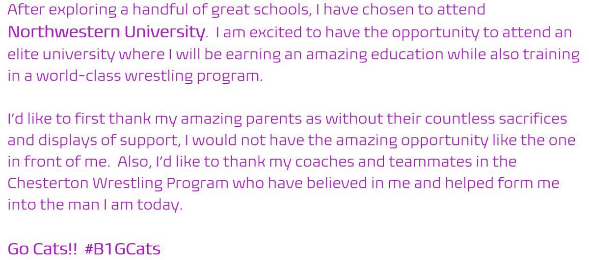 CHS_Pins's tweet image. Evan becomes Chesterton Wrestling’s next D1 Big Ten student-athlete!   Super-proud of you!  #B1GCats #GoCats😈 @NUWrestle @CHS__Trojans @FloWrestling