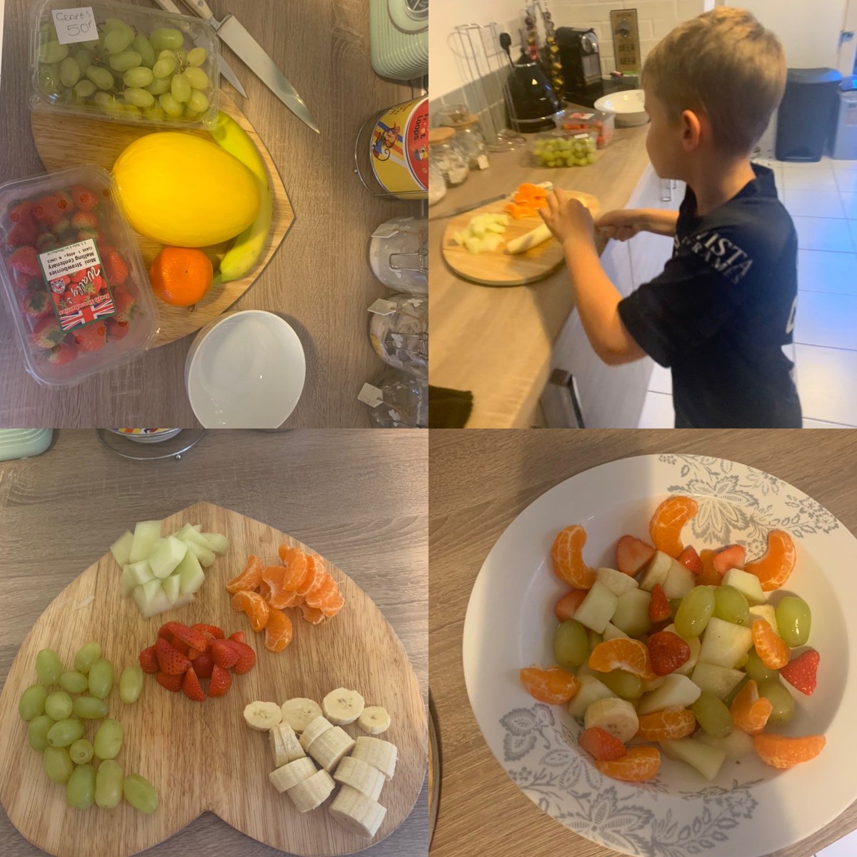 Charlenekirk's tweet photo. Cooper’s half term project, lovely fresh fruit salad using ingredients from the greengrocers in @TrinityMarket1 @EastfieldPS #3JC #buyfresh #buylocal #fruitsalad @Karlhadfield83 https://t.co/aO5RuNTx6H