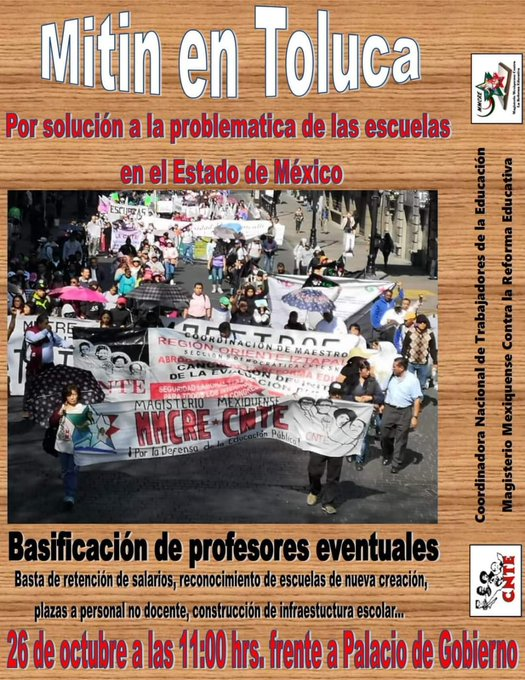 PChocolin's tweet photo. El #MMCRE #CNTE se moviliza de nueva cuenta. El secretari de Educación @geramonro05 se niega al diálogo y retiene #SalariosDocentes
@AFondoEdomex
@Quadratin_Edomx @MexiquenseR @AGENCIAMVT @AlfaDiarioMx @proceso @Arturo_Rdgz @RompevientoTV @CDHZL @PlacidoLady @_comunicadores https://t.co/seEBxG5esd