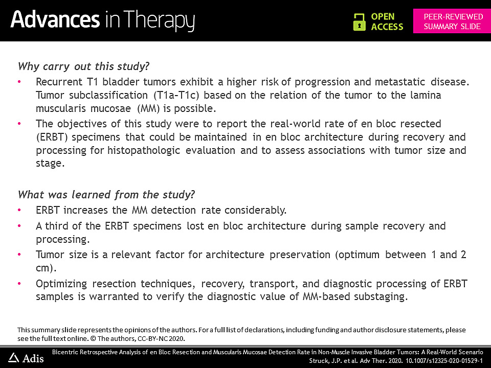 Now published: Bicentric Retrospective Analysis of en Bloc Resection and Muscularis Mucosae Detection Rate in Non-Muscle Invasive Bladder Tumors: A Real-World Scenario: link.springer.com/article/10.100…